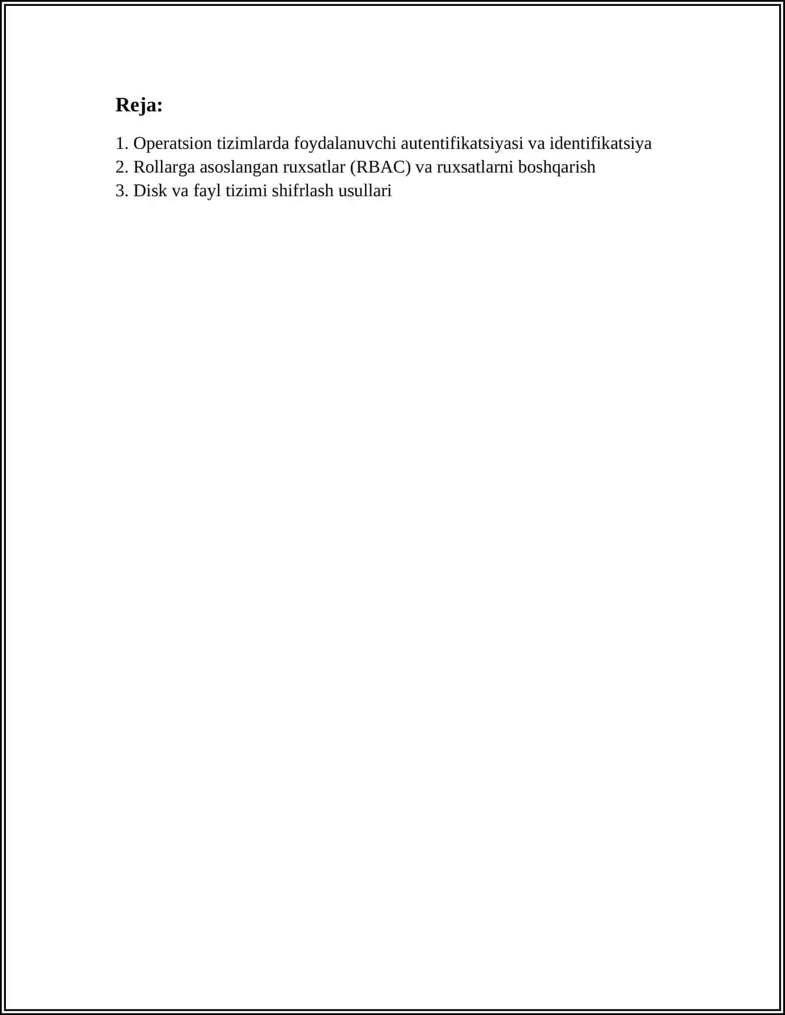 OPERATSION TIZIMLARDA HIMOYANI TASHKIL ETISH 2