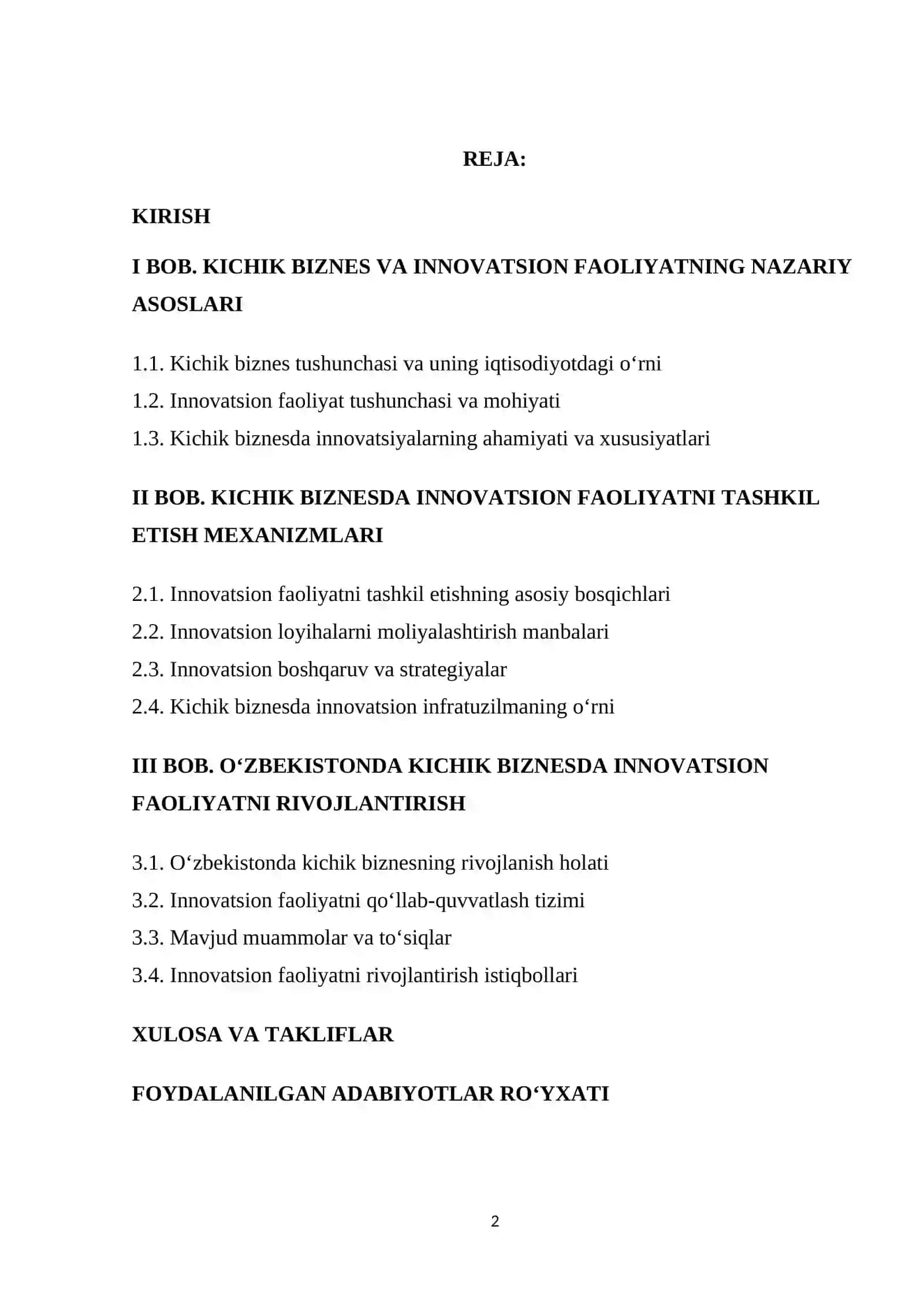 INNOVASTION IQTISODIYOT 2