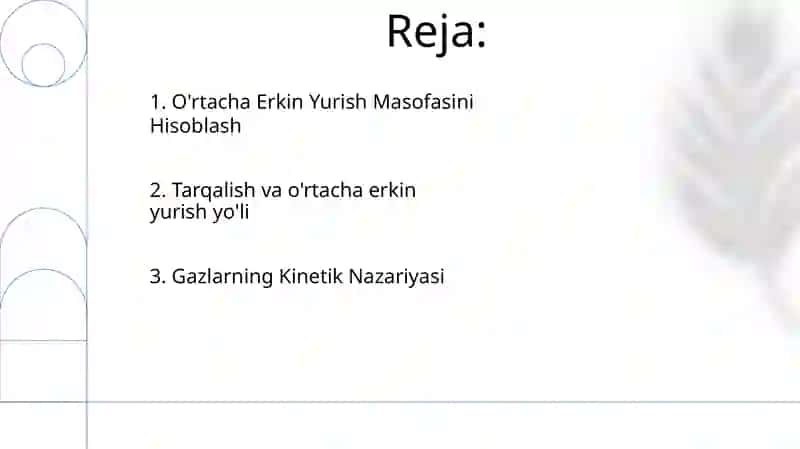 Molekulalarning erkin yugurish yo'li. Diffuziya 2