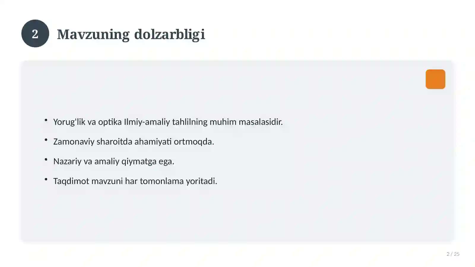 Yorug'lik va optika 2