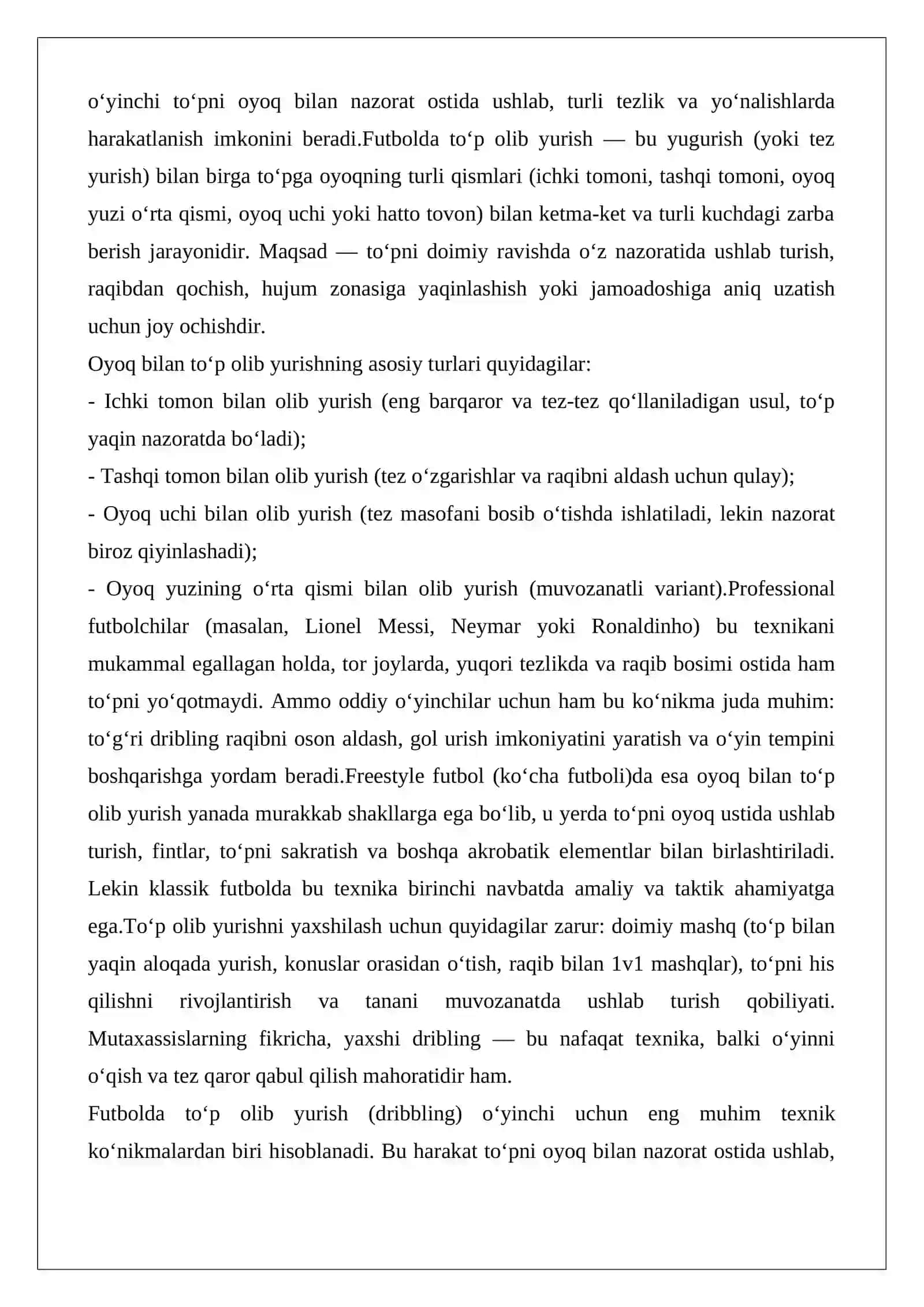 Futbolda Oyoq Bilan Top Olib Yurish 2