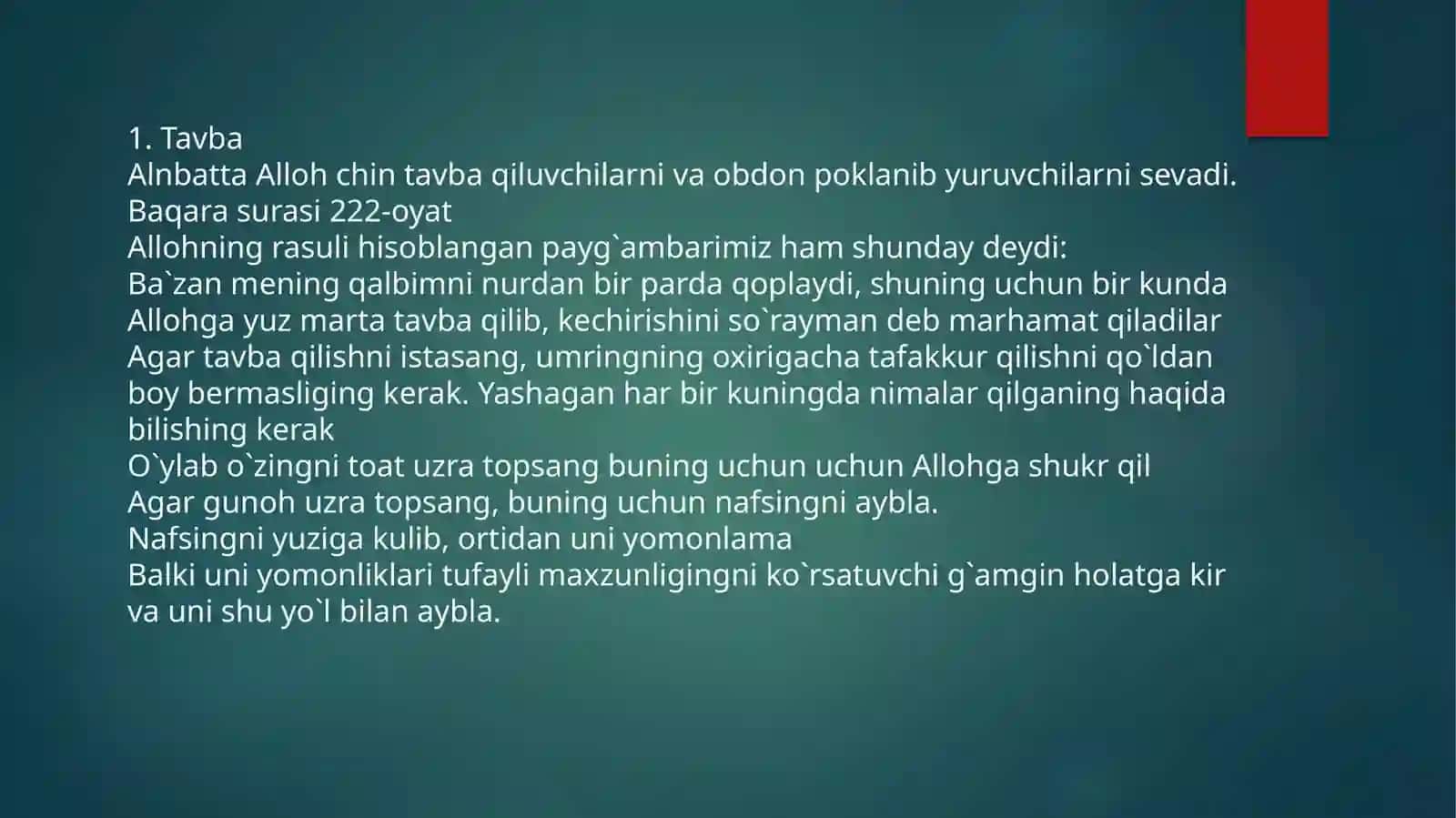 G`azzoliyning nafs tarbiyasi kitobi asosida 2
