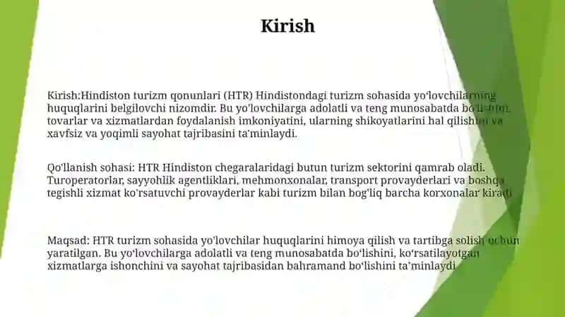 Hindiston Turizm Huquqlari Haqida MaʼLumot 2