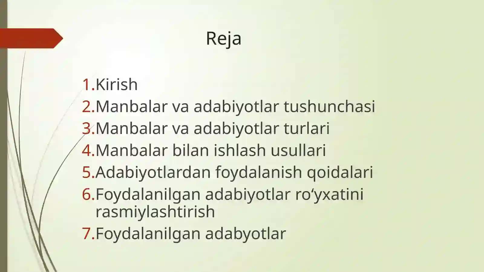 Manbalar va adabiyotlar bilan ishlash 2