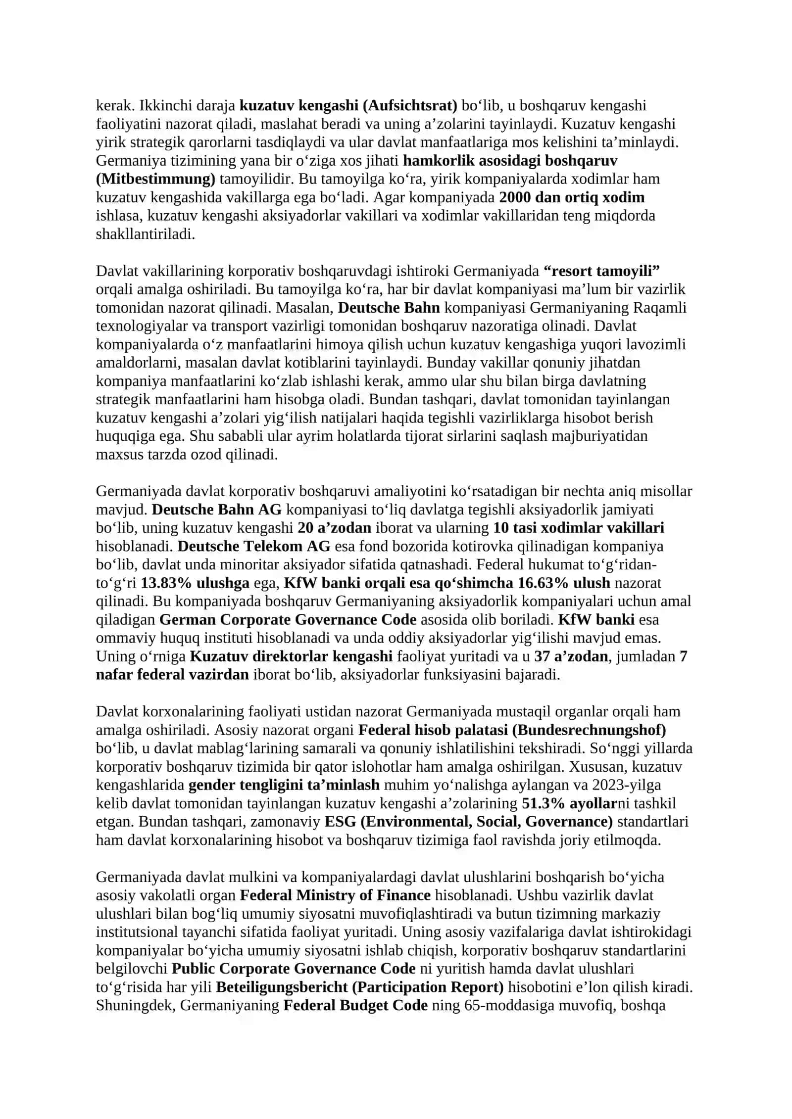 Germaniya korxonalarida korporativ boshqaruv 2