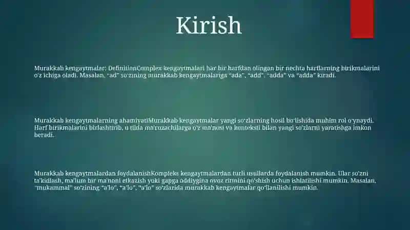 Kombinatsiyalashgan Uzatmalar 2