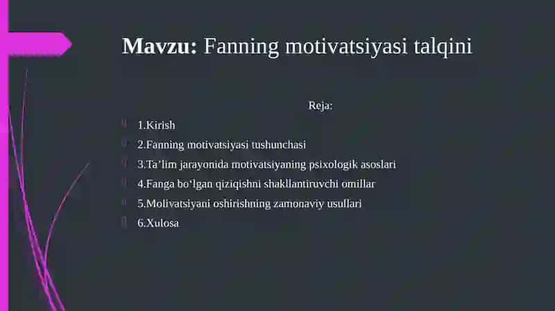 Fanning motivatsiyasi talqini 2