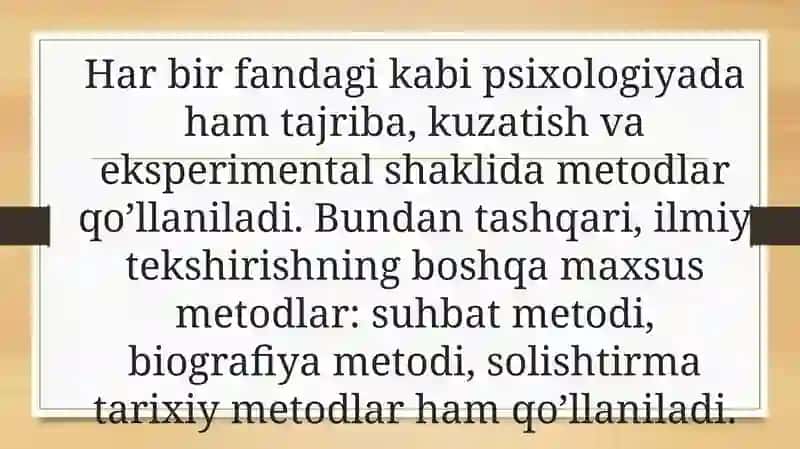 Psixologiya fanining metodlari 2