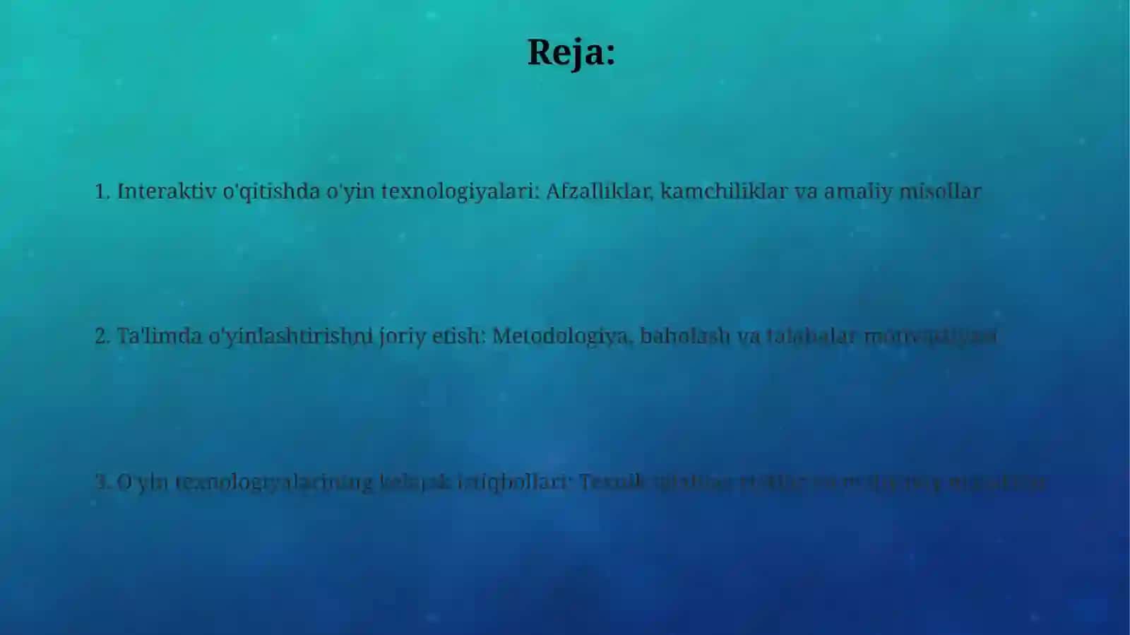 O'yin texnologiyalari 2