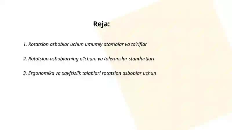ROTATSION ASBOBLARNING STANDARTIZATSIYASI CHORIYEV DOSTON 2