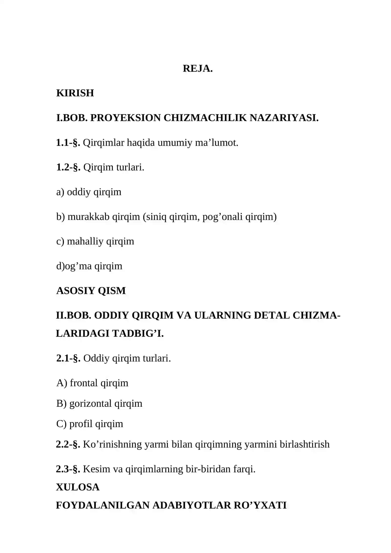 ODDIY QIRQIM VA ULARNING DETAL CHIZMALARIDAGI TADBIQI 2