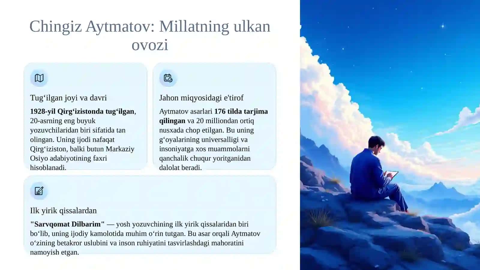 Chingiz Aytmatovning "Sarvqomat Dilbarim" asari va uning psixologik ahamiyati 2