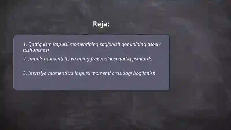 Qattiq jism impulsi momentining saqlanish qonuni 2