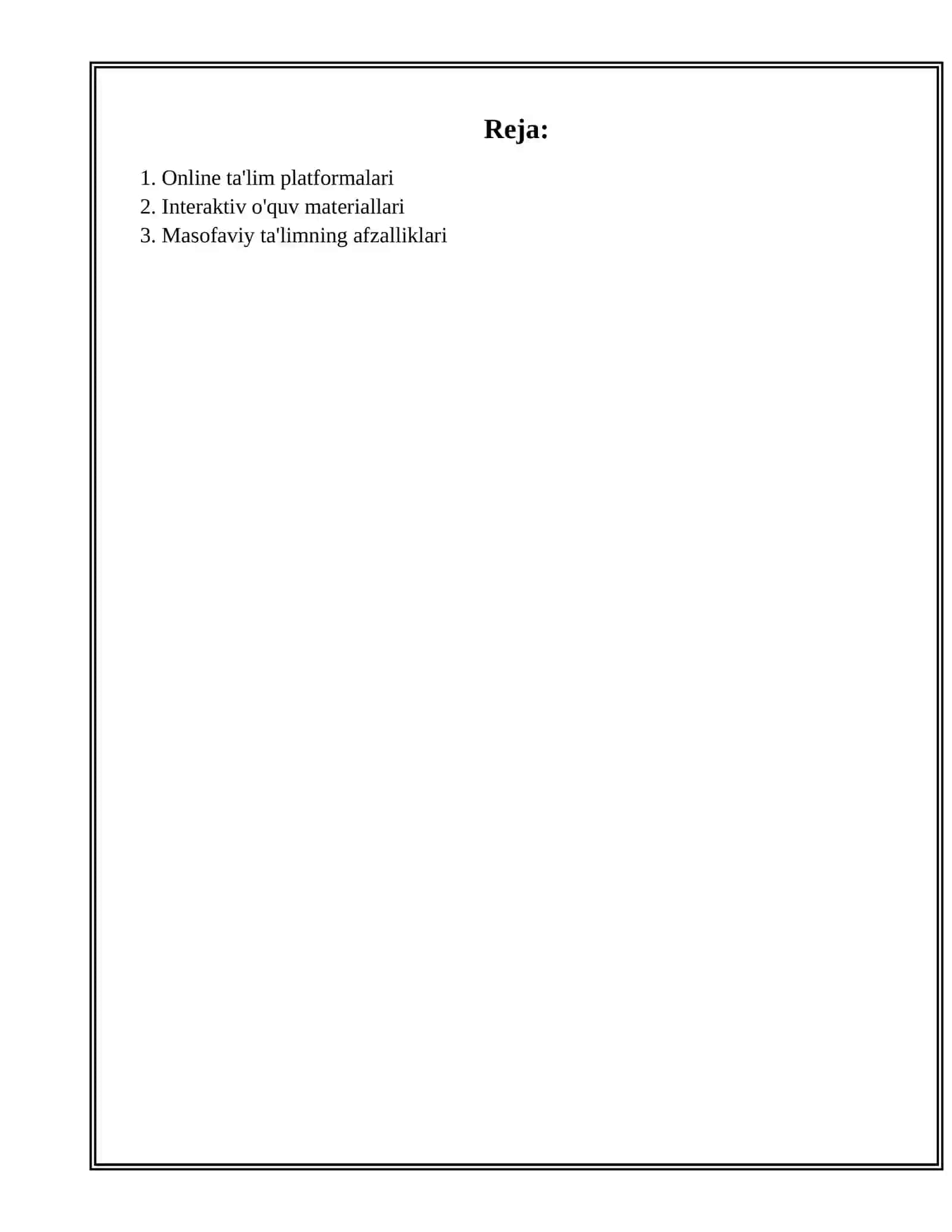 TALIM PLATFORMALARI VA ULARDAN FOYDALANISH mavzusida tayyor Referat 2