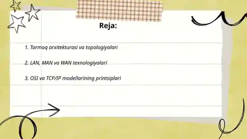 Tarmoq texnalogiyalari va internet xizmatlari 2