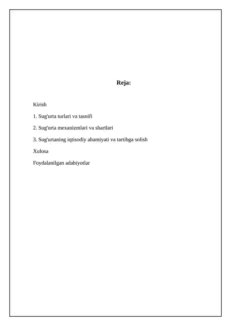 Sug'urtani klassifikatsiyalash 2