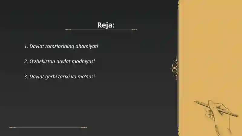 "Tarbiya jarayonida davlat ramzlaridan foydalanish” dars ishlanmasi 2