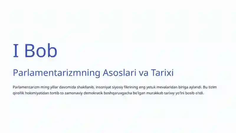 Parlamentarizm Rivoji: Tarixdan Zamonaviylikka 2