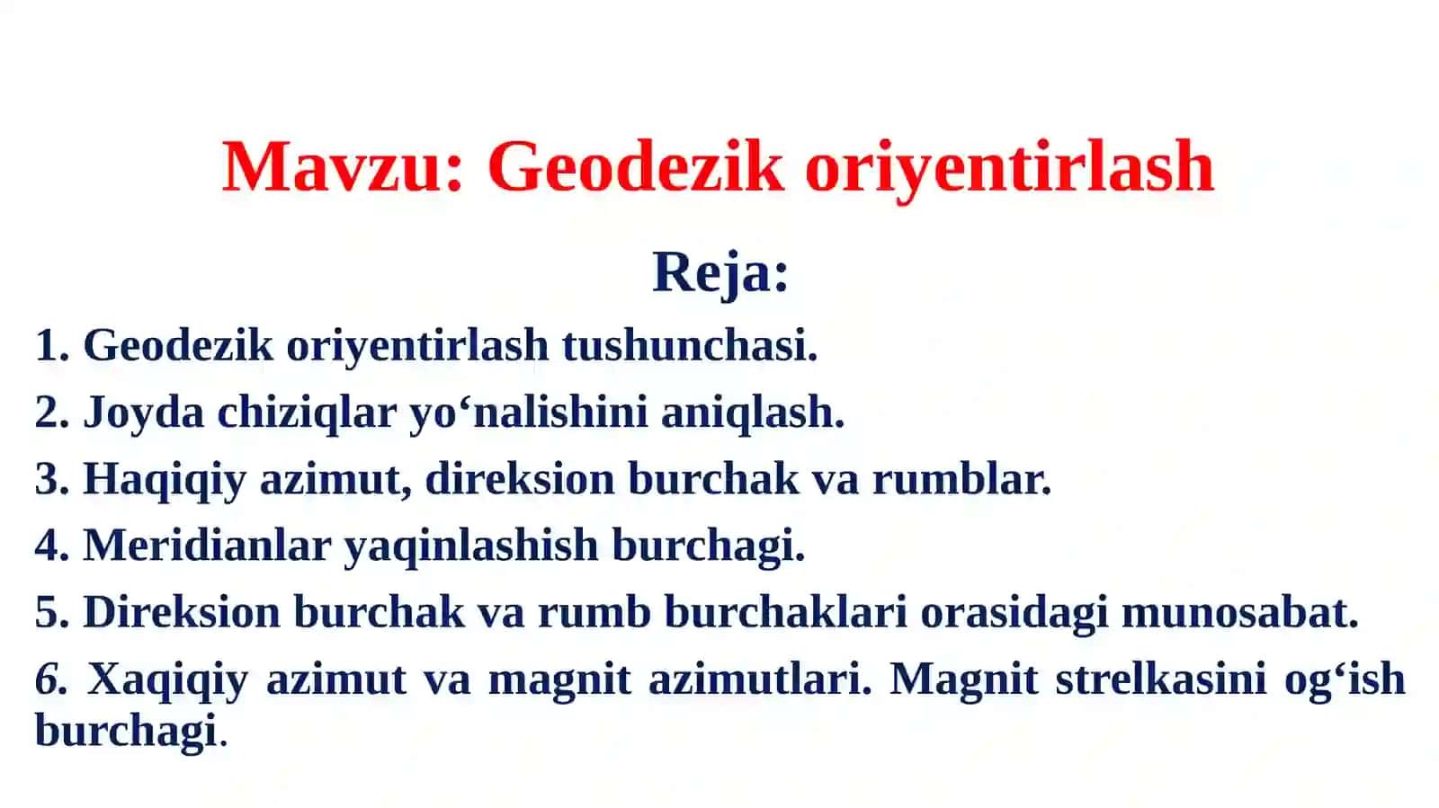 Geodezik oriyentirlash 2