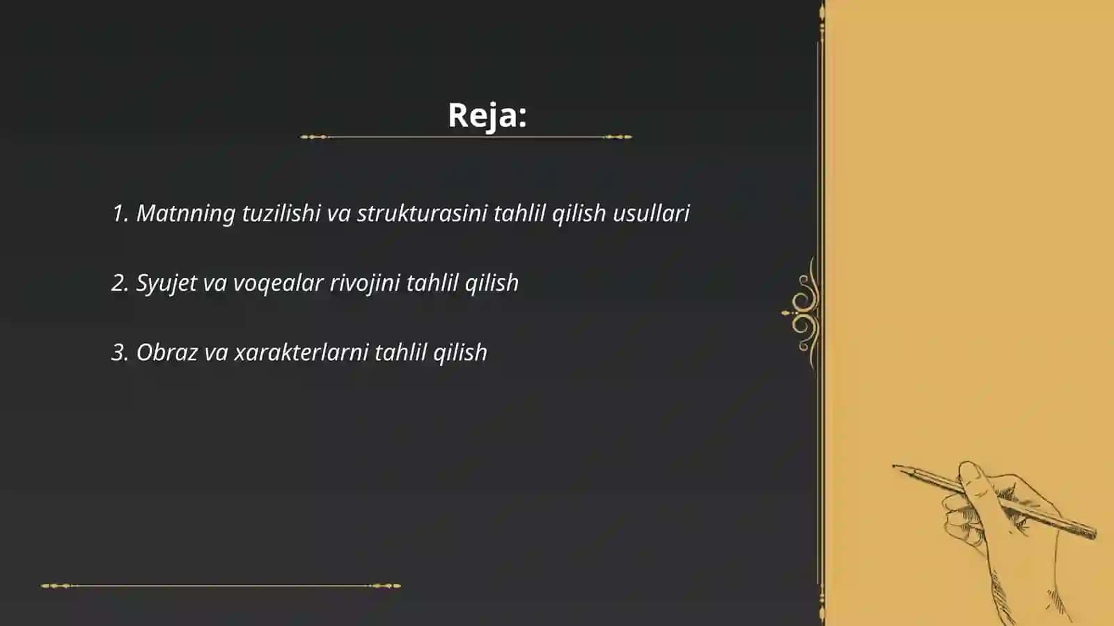 Yirik asarlarni tahlil qilish usullari 2