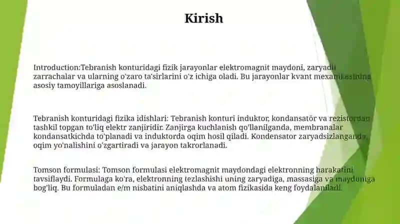 Tebranish Konturidagi Fizik Jarayonlar 2