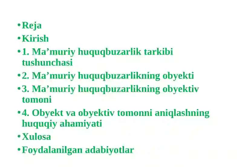 Ma’muriy huquqbuzarlikning obyekti va obyektiv tomoni 2