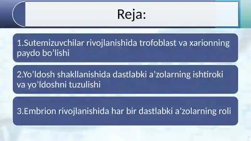 Yo‘ldoshning shakillanishida dastlabki a’zolarning ro‘li. 2