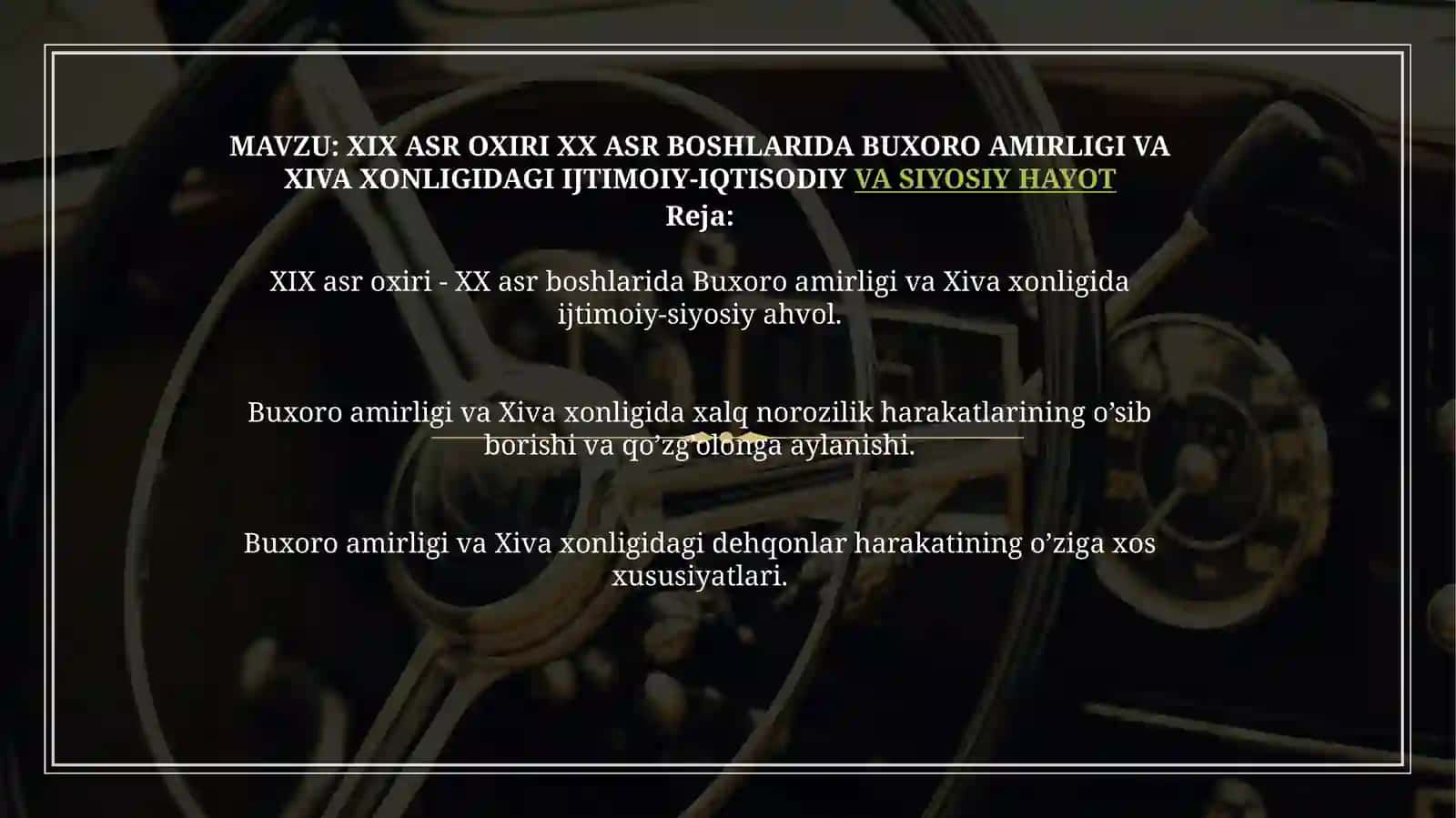XIX ASR OXIRI XX ASR BOSHLARIDA BUXORO AMIRLIGI VA XIVA XONLIGIDAGI IJTIMOIY-IQTISODIY VA SIYOSIY HAYOT 2