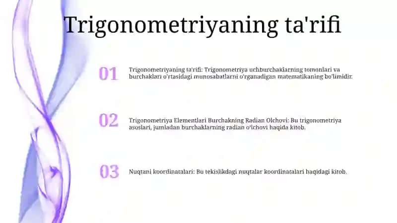 Trigonometriya Elementlari Burchakning Radian Olchovi 2