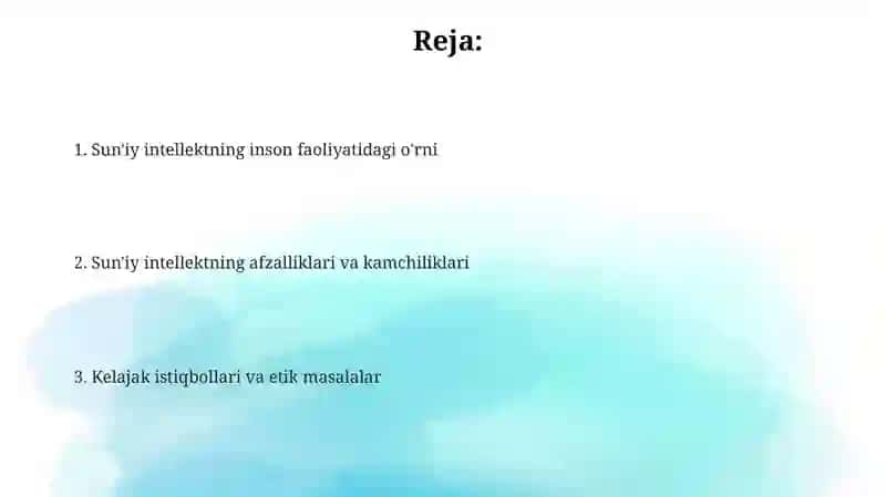 Sun'iy intellektning inson faoliyatidagi o'rni 2