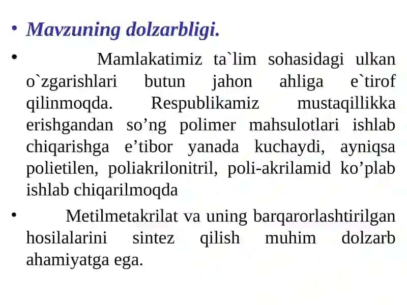Geterohalqali polimetakrilatlar sintezi va ularning termooksidlanishini o’rganish 2