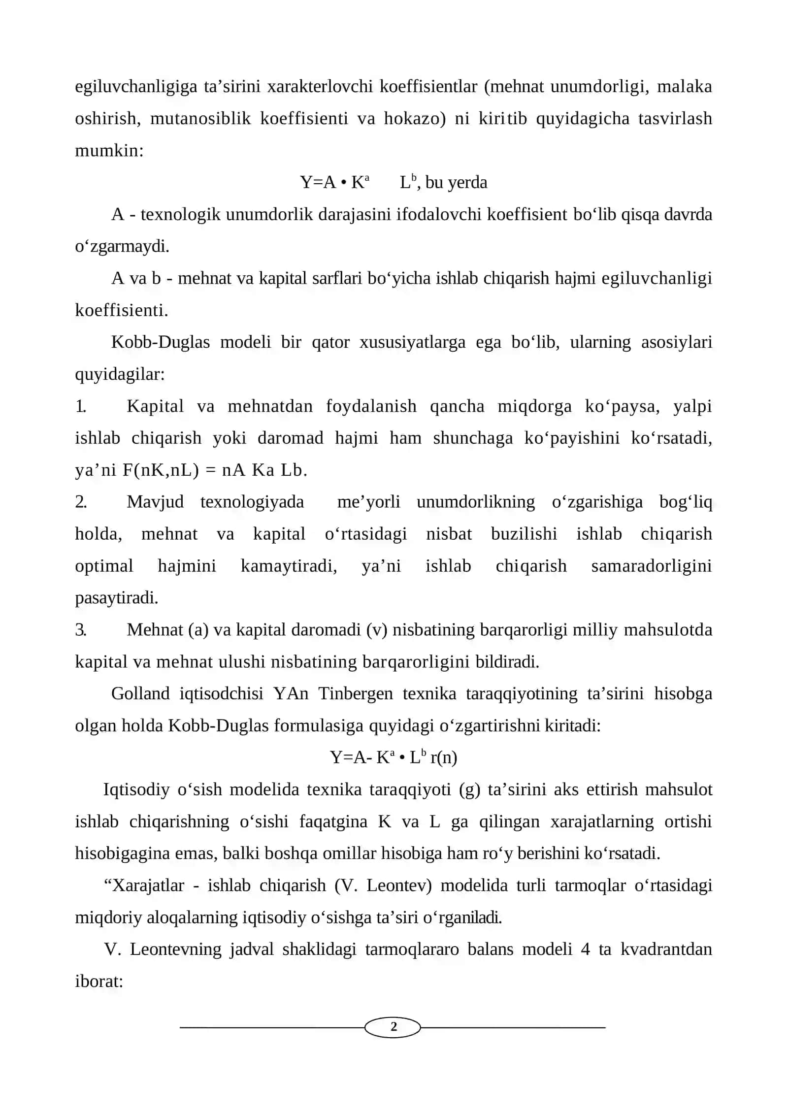 O‘SISHNING NEOKLASSIK MODELLARINI EMPIRIK QO‘LLANISHI 2