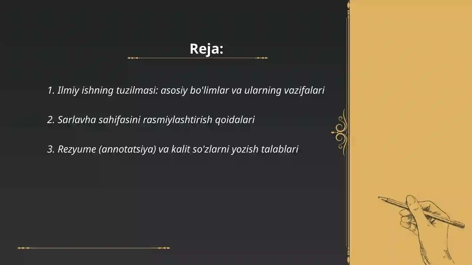 Ilmiy ishlarning tuzilmaviy xususiyatlari va rasmiylashtirish qoidalari 2