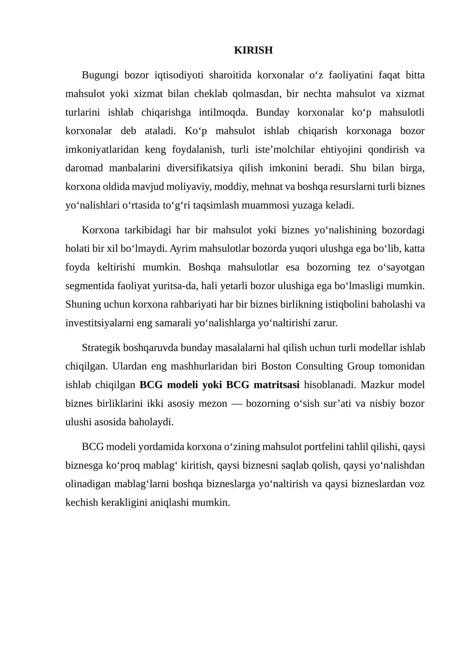 BCG MODELI ASOSIDA KORXONANI BAHOLASH 2