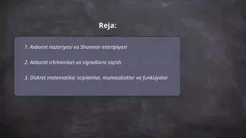 Informatukaning nazariy asoslari 2