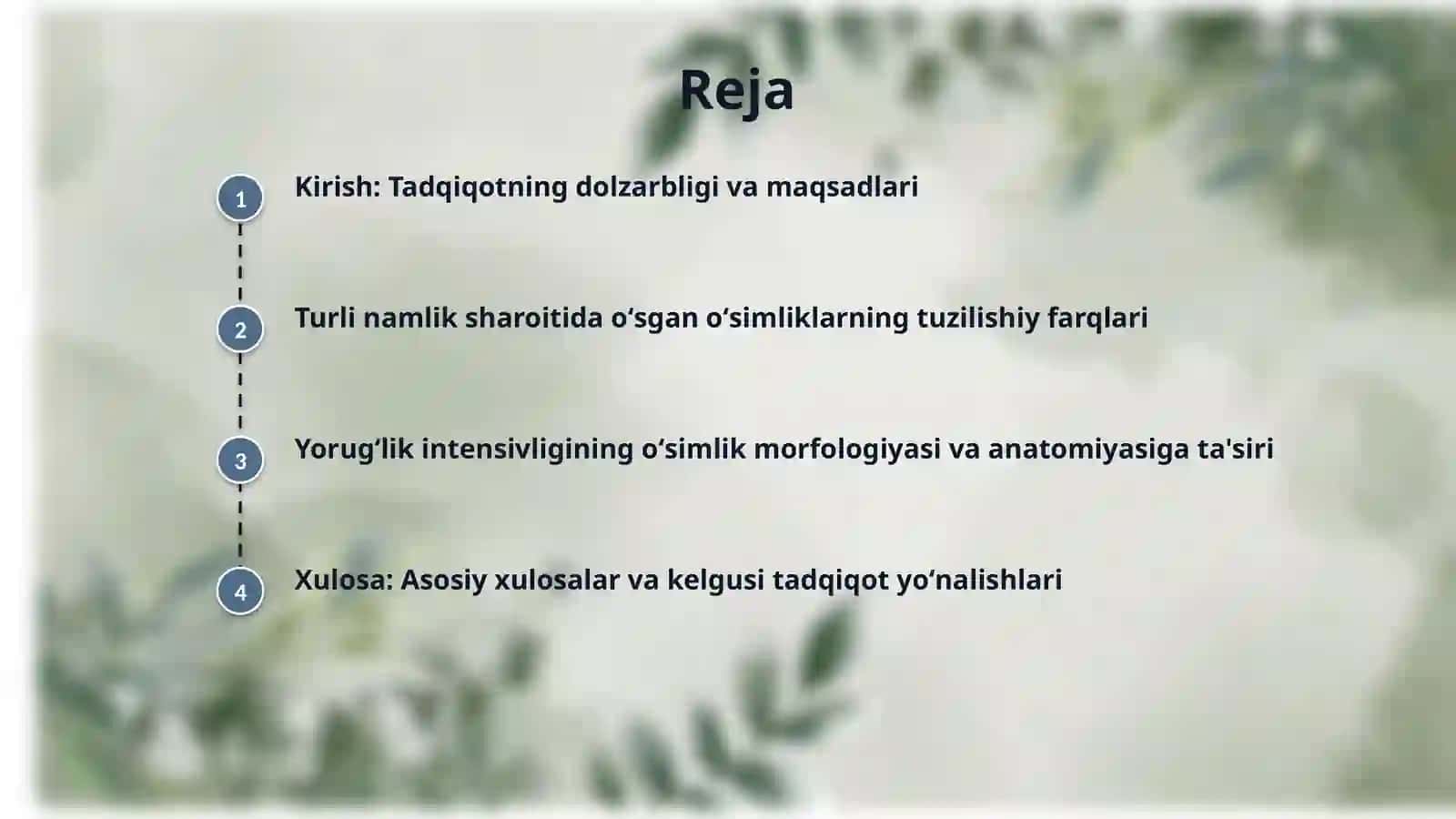 Turli muhit sharoitida oʻsgan oʻsimliklarning tuzilishini taqqoslash 2