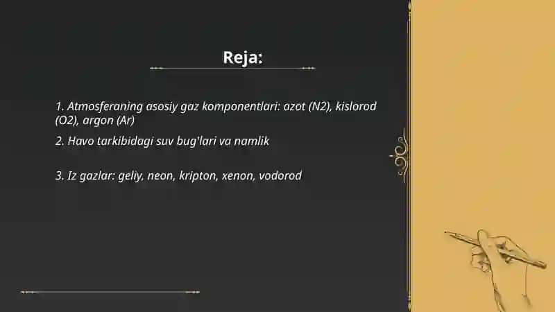 Havo muhitining kimyoviy tarkibi 2