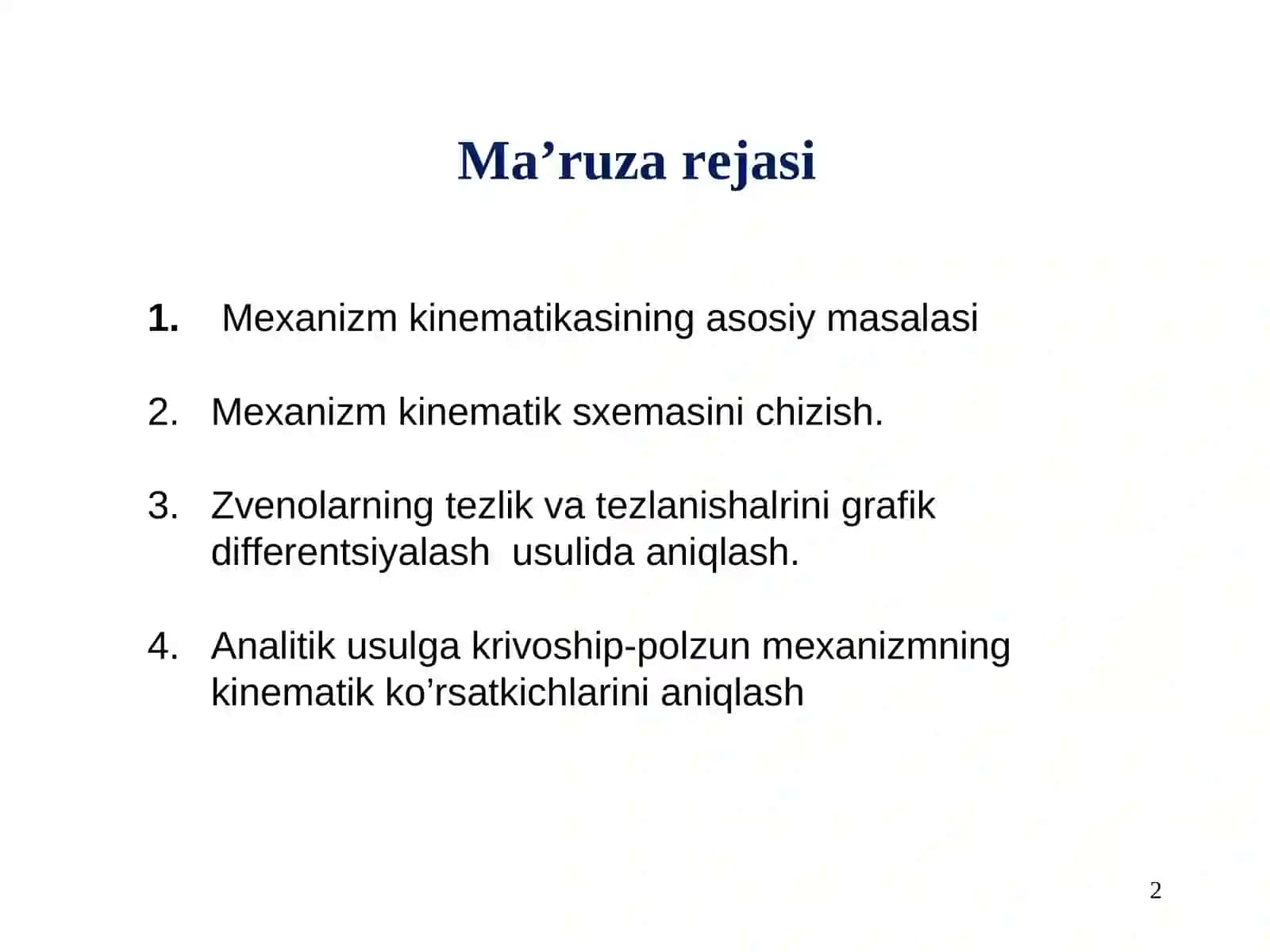 Mashina mexanizmlar nazariyasi 2