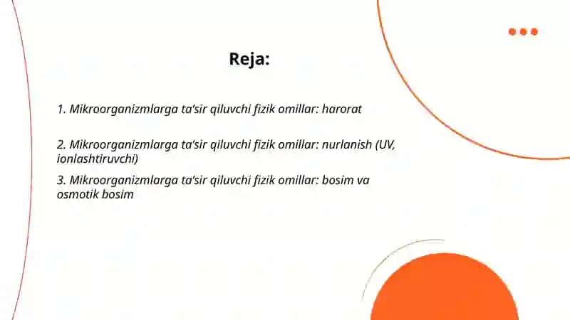 Mikroorganizmlarga ta'sir qiluvchi omillar 2