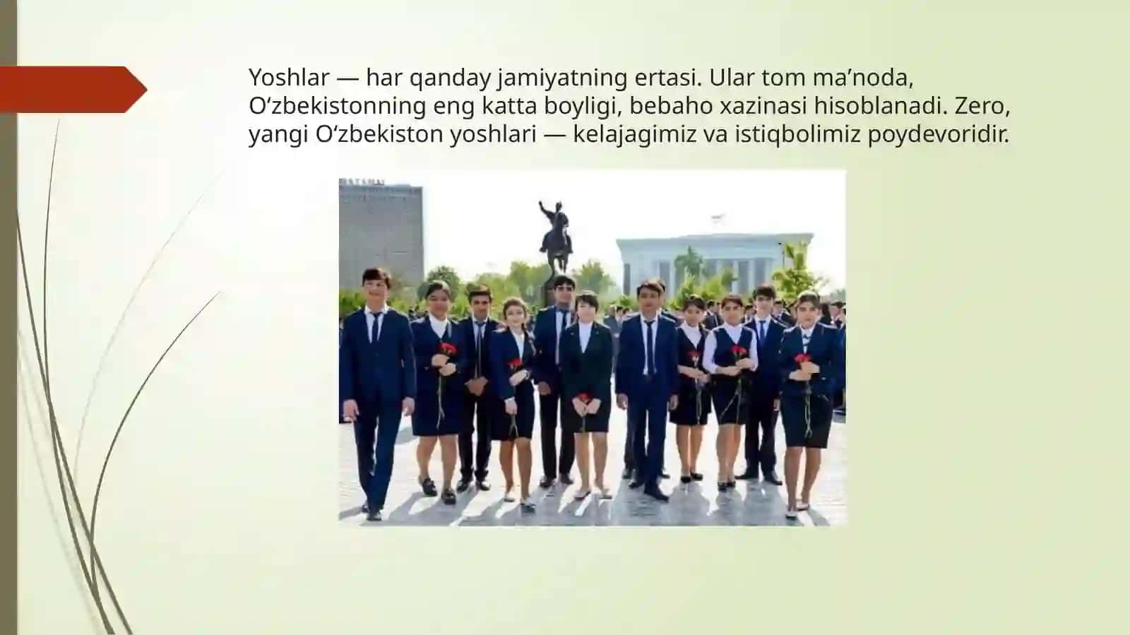 Yangi O‘zbekiston yoshlari bugunimiz va istiqbolimiz poydevori 2