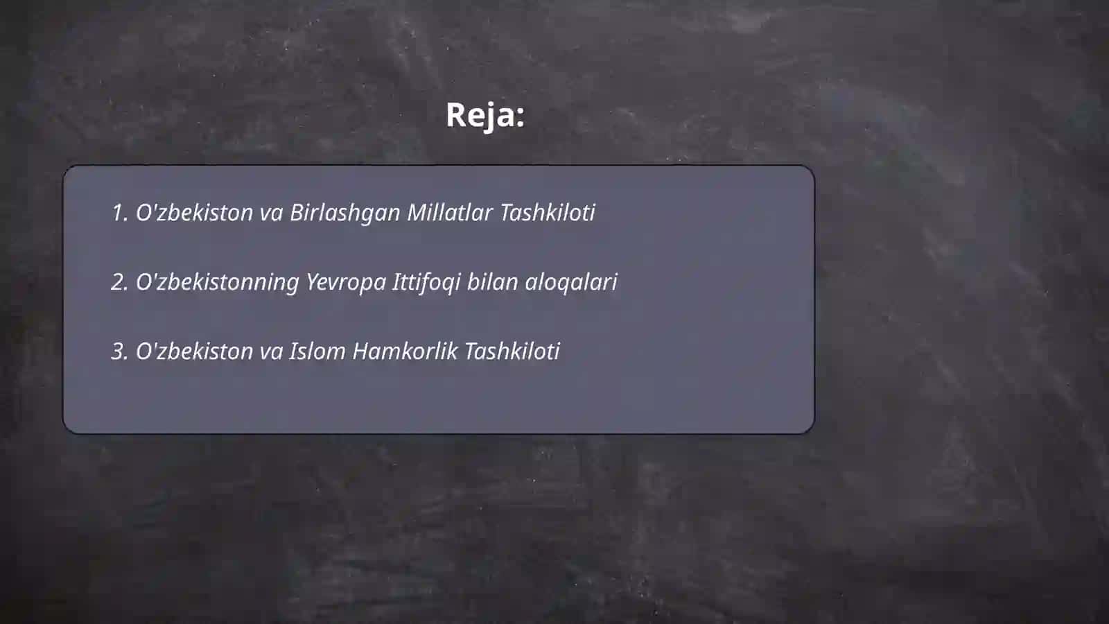 O'zbekistonning xalqaro tashkilotlar bilan hamkorlik aloqalari 2