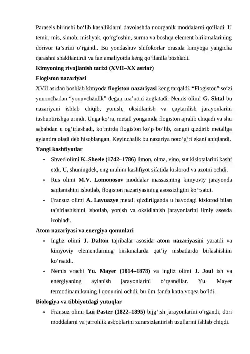 Kimyoning asosiy qonunlari va tarixi 2