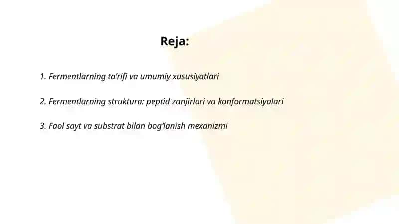 Fermentlar va fermentativ reaksiyalari 2