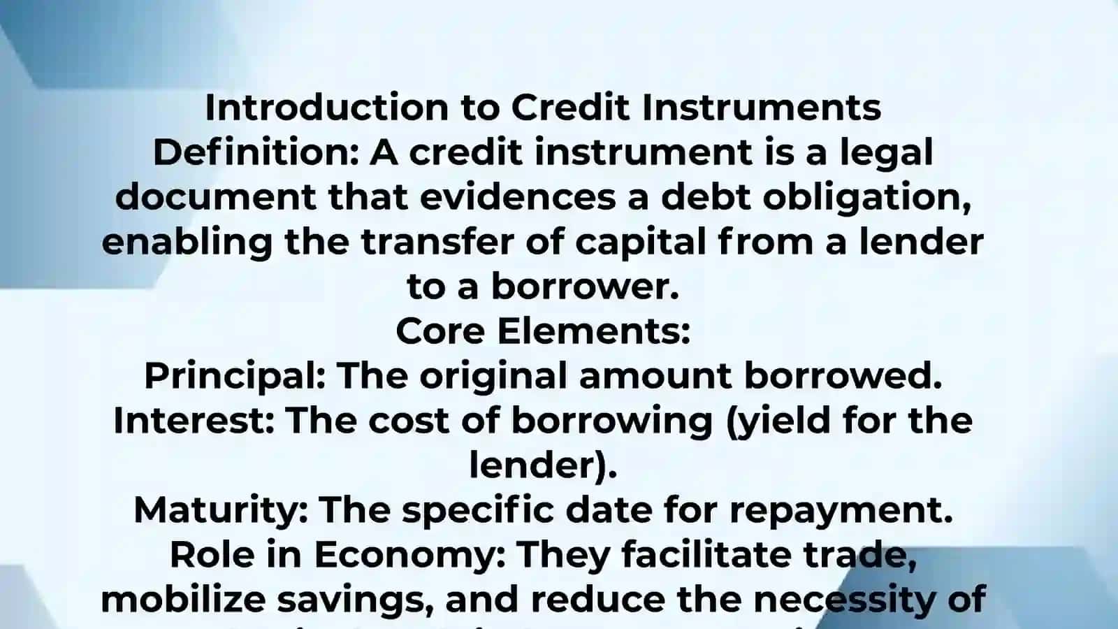 Credit instruments 2