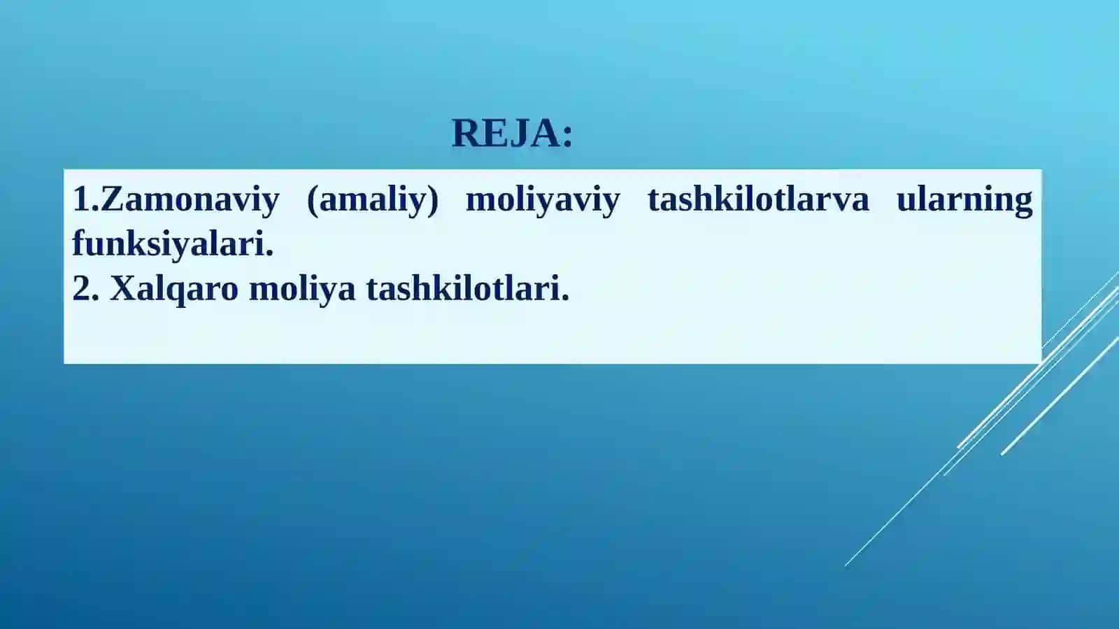 Zamonaviy moliyaviy tashkilotlar 2