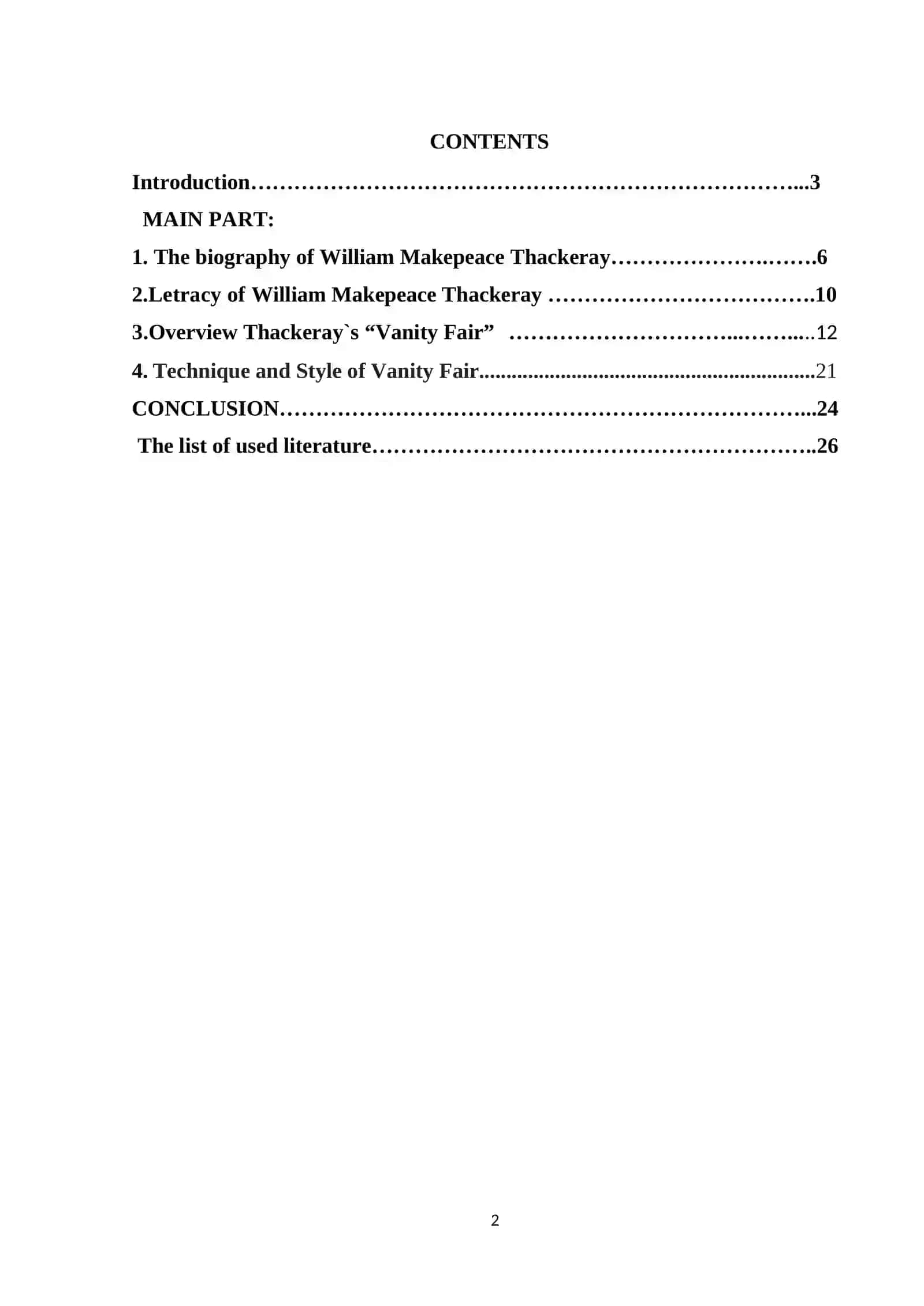 Literary analysis of William Makepeace Thackeray's work "Vanity Fair" 2
