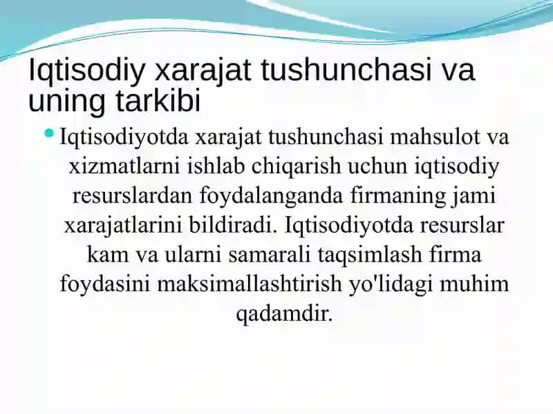 Ishlab chiqarish xarajatlari va foyda 2