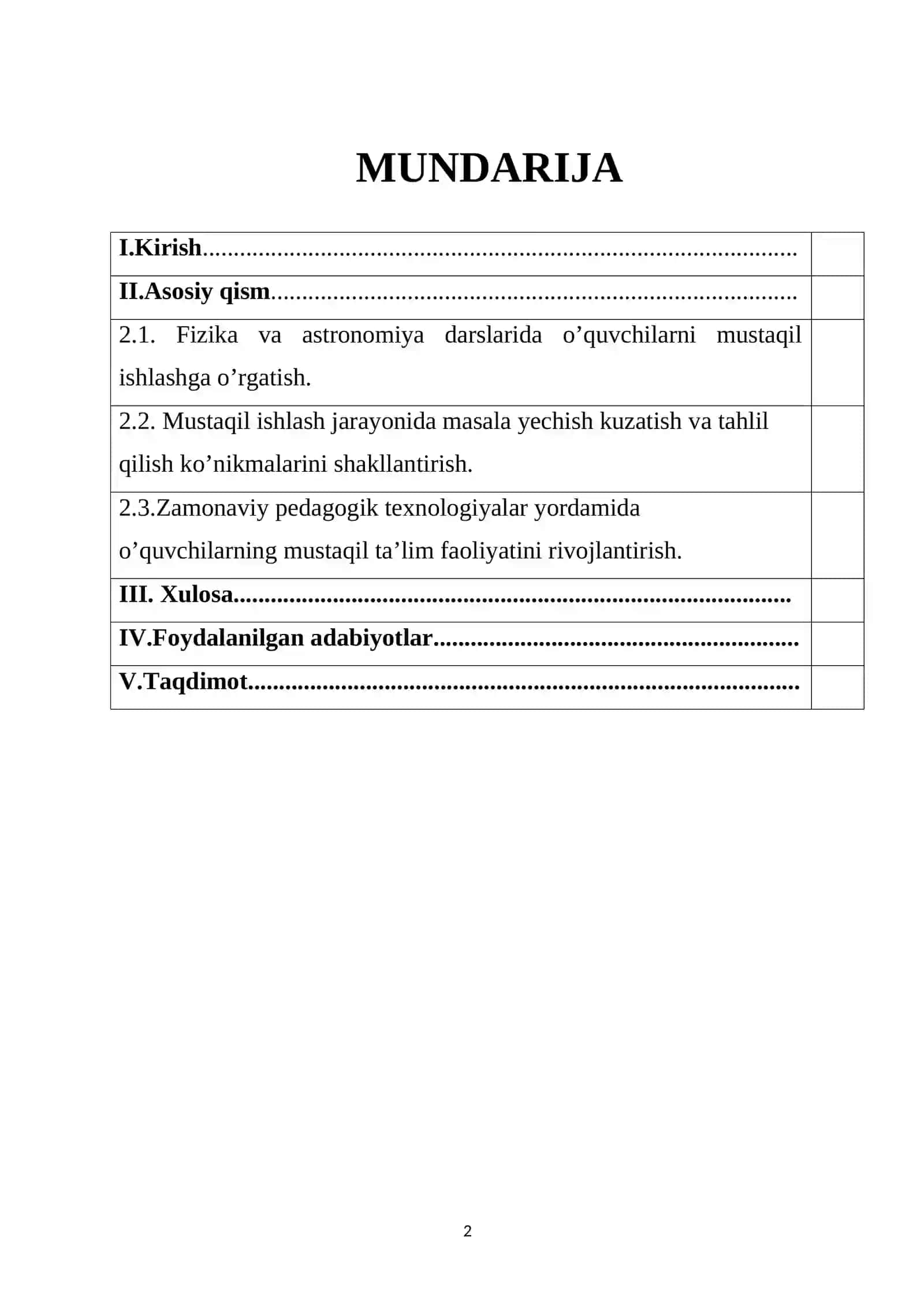 Fizikani o’qitishda o’quvchilarni mustaqil ishashga o’rgatish 2