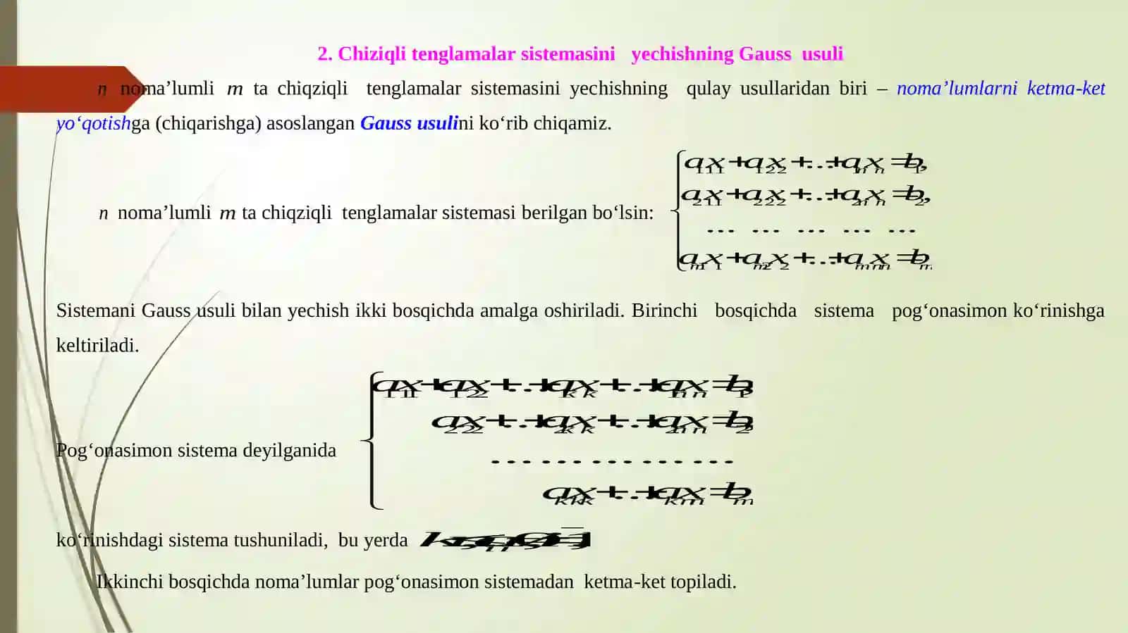 Chiziqli tenglamalar sistemasi 2