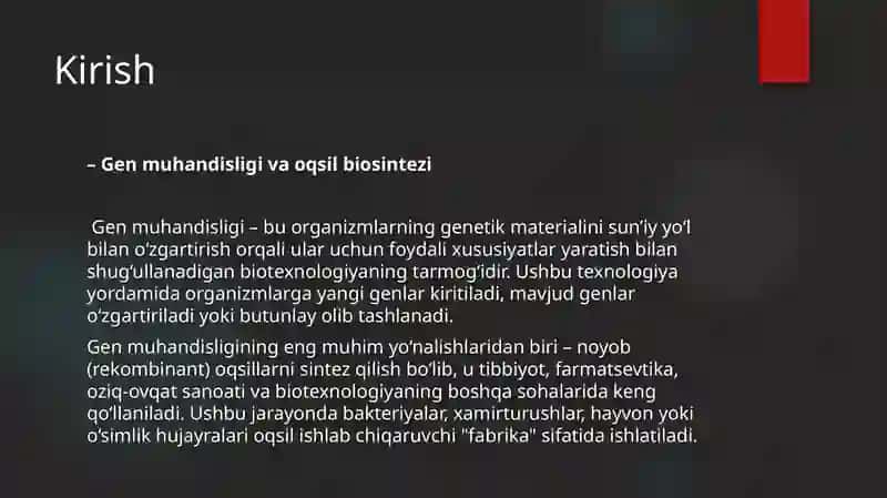 Gen muhandisligi yordam   biologiya sintezi 2